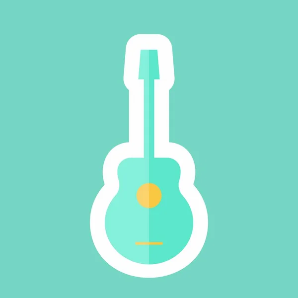 Sticker Line Cut Guitar Suitable Toy Symbol Simple Design Editable — Vetor de Stock
