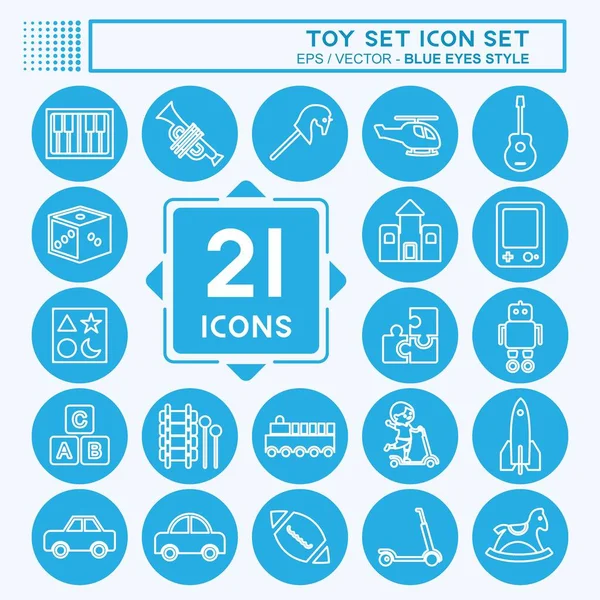 Oyuncak Simgesi Ayarları. Eğitim sembolü için uygun. Mavi gözlü. Basit dizayn edilebilir. tasarım şablonu. Basit gösterim