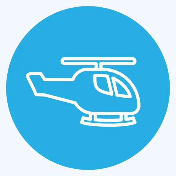 Simge Helikopteri Oyuncak Sembolü Için Uygun Mavi Gözlü Basit Dizayn — Stok Vektör