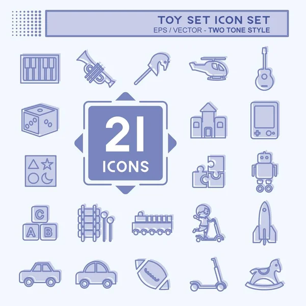 Oyuncak Simgesi Ayarları. Eğitim sembolü için uygun. İki ton stili. Basit dizayn edilebilir. tasarım şablonu. Basit gösterim