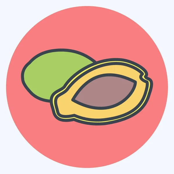 Icon Papaya Suitable Fruits Vegetables Symbol Color Mate Style Simple —  Vetores de Stock