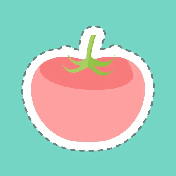 Klistermärke Linje Skära Tomat Lämplig För Frukt Och Grönsaker Symbol — Stock vektor