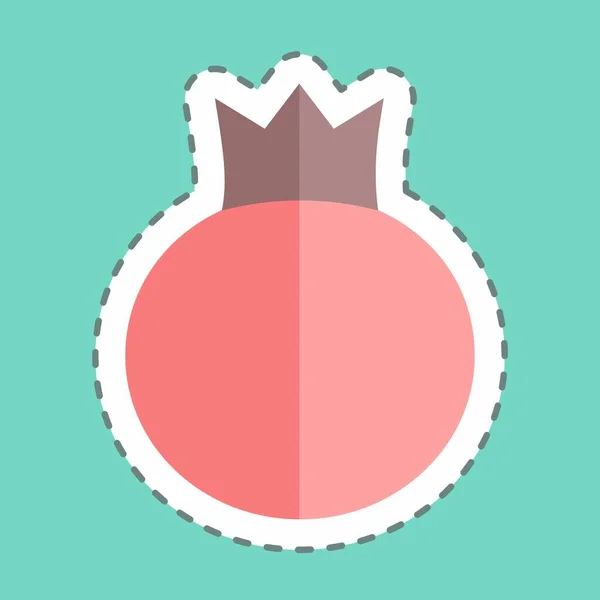 Sticker Line Cut Pomegranate Suitable Fruits Vegetables Symbol Simple Design — Wektor stockowy