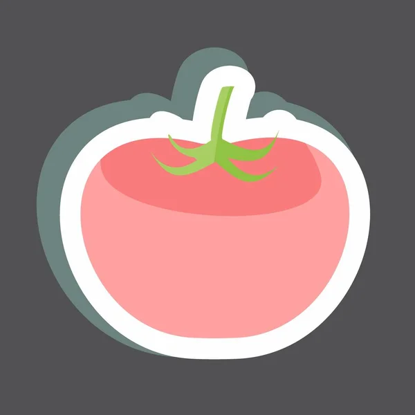 Stiker Tomat Cocok Untuk Simbol Buah Dan Sayuran Desain Sederhana - Stok Vektor
