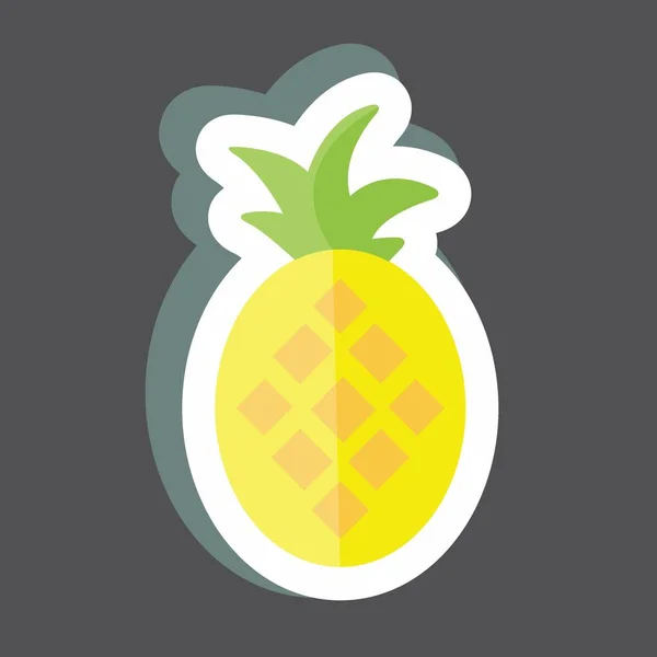 Pegatina Piña Adecuado Para Frutas Verduras Símbolo Diseño Simple Editable — Vector de stock