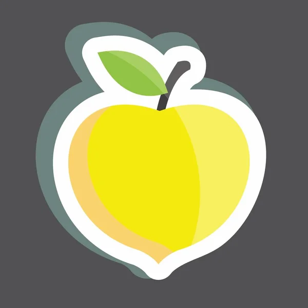 Klistermärke Persika Lämplig För Frukt Och Grönsaker Symbol Enkel Design — Stock vektor
