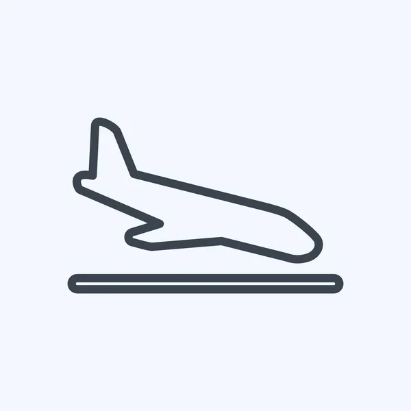 Icon Flight Land Suitable Infographics Symbol Line Style Simple Design — Image vectorielle