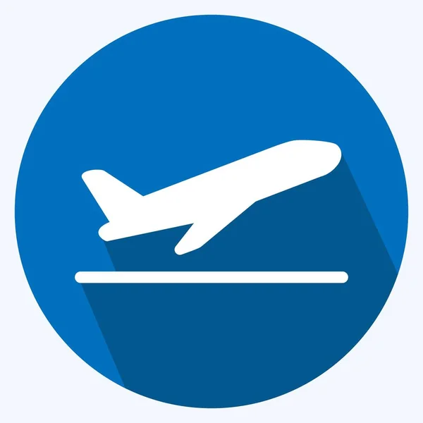 Icon Flight Takeoff Suitable Infographics Symbol Long Shadow Style Simple — Vettoriale Stock