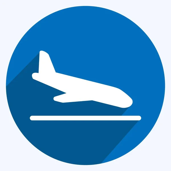 Icon Flight Land Suitable Infographics Symbol Long Shadow Style Simple — Vettoriale Stock