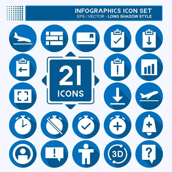 Bilgi Grafiği Simgesi Ayarlandı. Eğitim sembolü için uygun. Uzun gölge tarzı. Basit dizayn edilebilir. tasarım şablonu. Basit gösterim