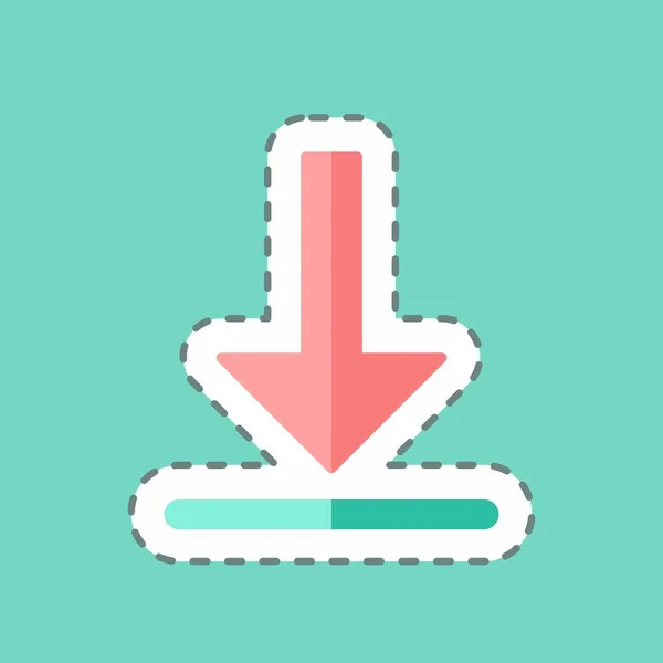 Sticker Line Cut Get App Suitable Infographics Symbol Simple Design — Vetor de Stock
