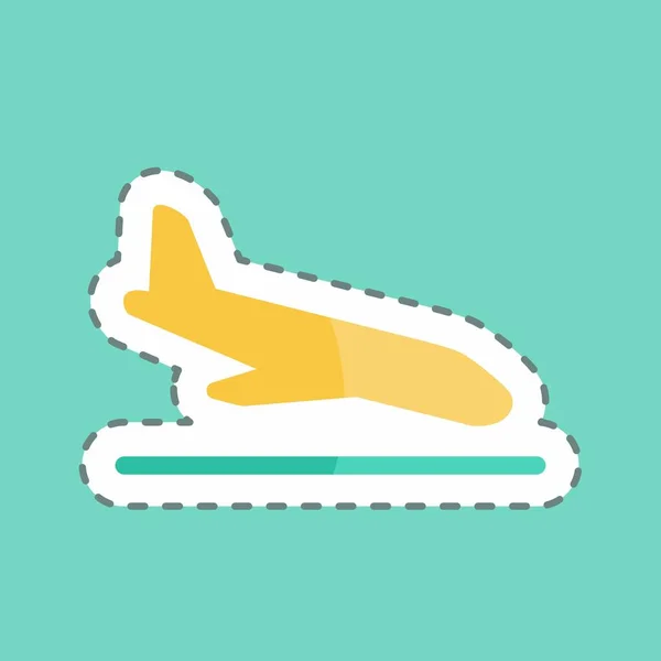 Sticker Line Cut Flight Land Suitable Infographics Symbol Simple Design — Vettoriale Stock