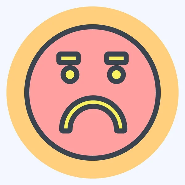 Icon Emoticon Worried Suitable Emoticon Symbol Color Mate Style Simple — Vector de stock