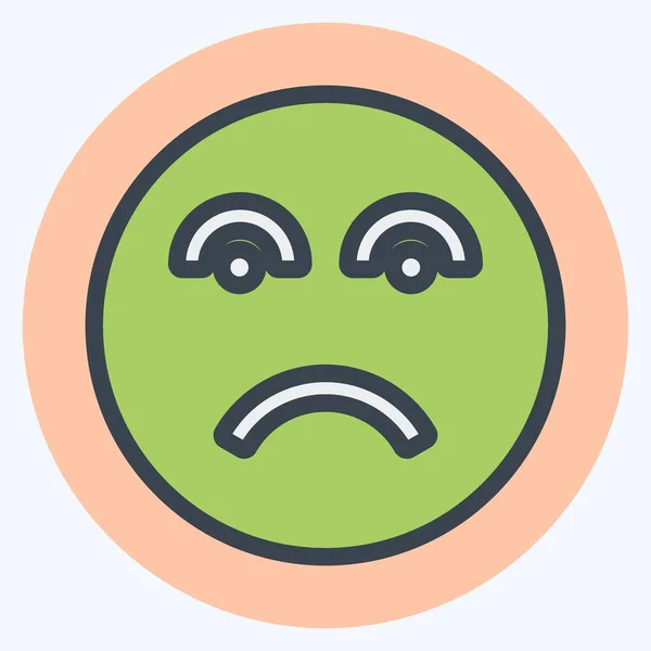 Icon Emoticon Disappointed Suitable Emoticon Symbol Color Mate Style Simple — Stock Vector