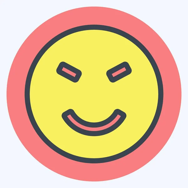 Icon Emoticon Amused Suitable Emoticon Symbol Color Mate Style Simple — Stockvektor