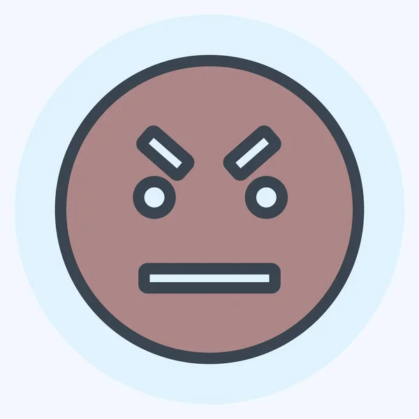 Icon Emoticon Angry Suitable Emoticon Symbol Color Mate Style Simple — 스톡 벡터