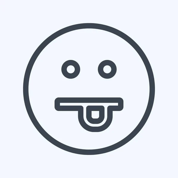 Ikone Emoticon Dummkopf Geeignet Für Emoticon Symbol Linienstil Einfaches Design — Stockvektor