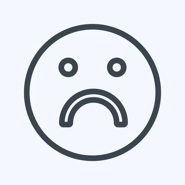 Icon Emoticon Sad Suitable Emoticon Symbol Line Style Simple Design — Stock Vector