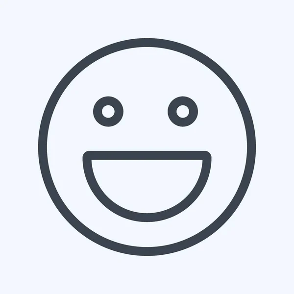 Icon Emoticon Laughing Suitable Emoticon Symbol Line Style Simple Design — Stockvektor