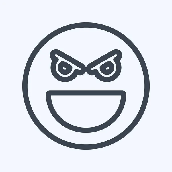 Icon Emoticon Evil Suitable Emoticon Symbol Line Style Simple Design —  Vetores de Stock