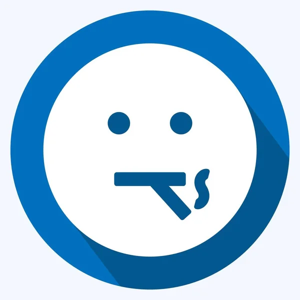 Ikon Emoticon Smoking Cocok Untuk Simbol Emoticon Gaya Bayangan Panjang - Stok Vektor