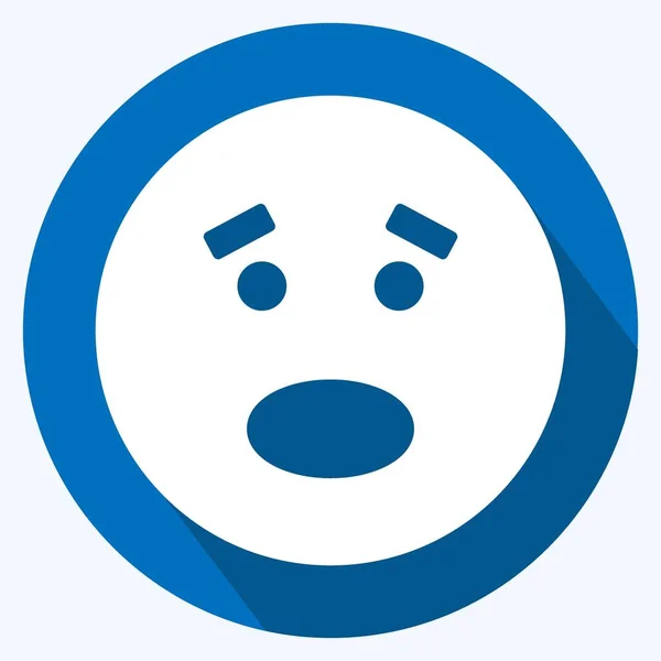 Ícone Emoticon Assustado Adequado Para Símbolo Emoticon Estilo Sombra Longa — Vetor de Stock
