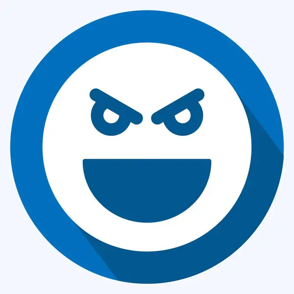 Ikoon Emoticon Kwaad Geschikt Voor Emoticon Symbool Lange Schaduwstijl Eenvoudig — Stockvector