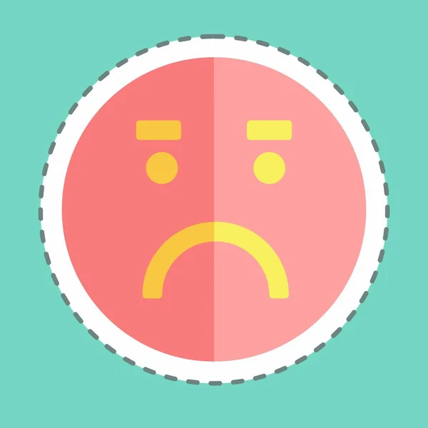 Sticker Line Cut Emoticon Worried Suitable Emoticon Symbol Simple Design — Stock Vector