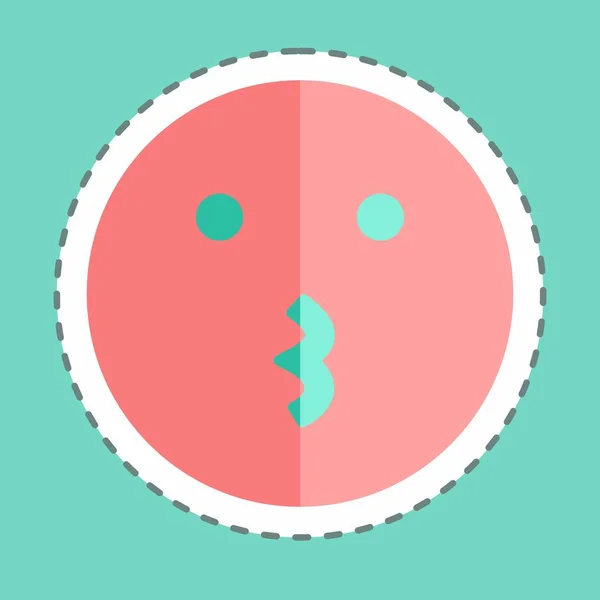 Sticker Line Cut Emoticon Kissing Suitable Emoticon Symbol Simple Design — Image vectorielle