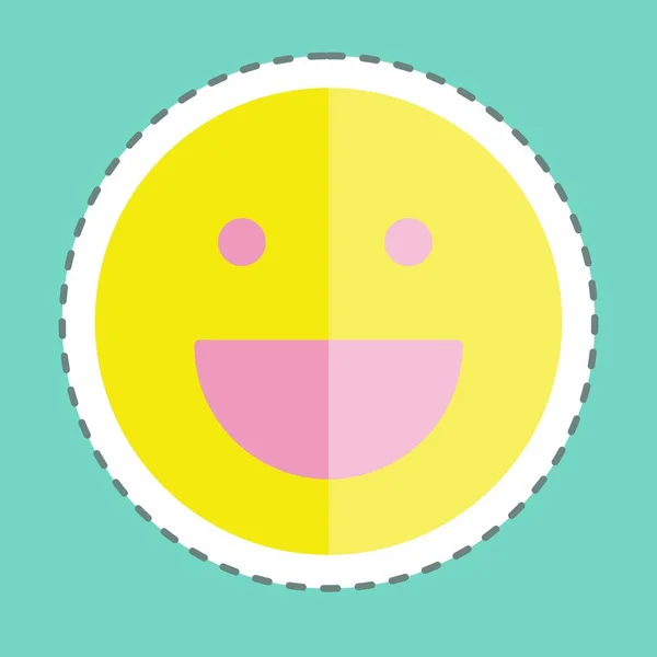 Sticker Line Cut Emoticon Laughing Suitable Emoticon Symbol Simple Design — Stock Vector