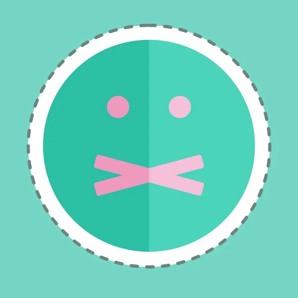 Sticker Lijn Doorgesneden Emoticon Niet Vertellen Geschikt Voor Emoticon Symbool — Stockvector
