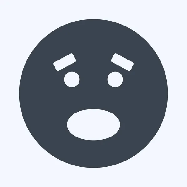 Icon Emoticon Scared Suitable Emoticon Symbol Glyph Style Simple Design — Vector de stock