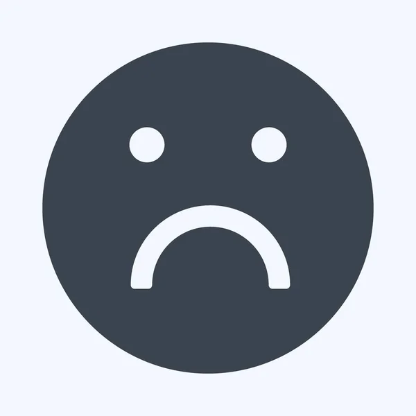 Icono Emoticon Triste Adecuado Para Emoticon Símbolo Estilo Glifo Diseño — Vector de stock