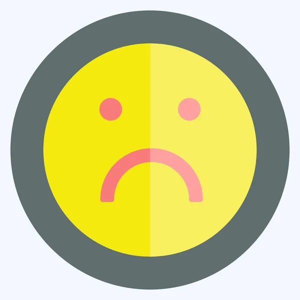 Icon Emoticon Sad Suitable Emoticon Symbol Flat Style Simple Design — Stock Vector