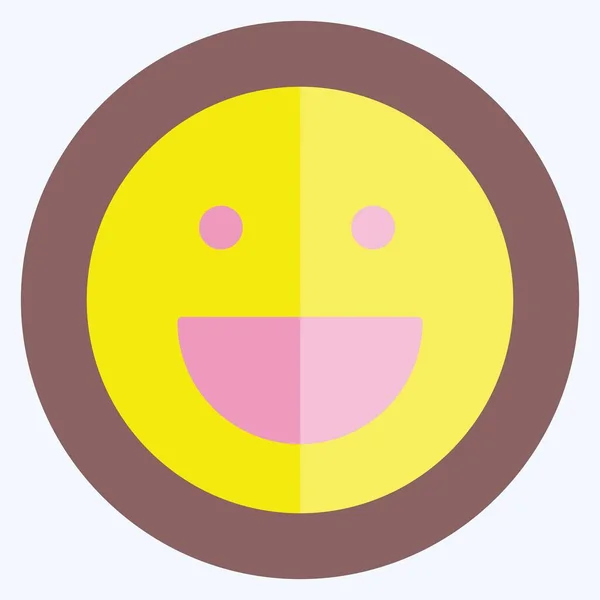 Ikoon Emoticon Aan Het Lachen Geschikt Voor Emoticon Symbool Vlakke — Stockvector