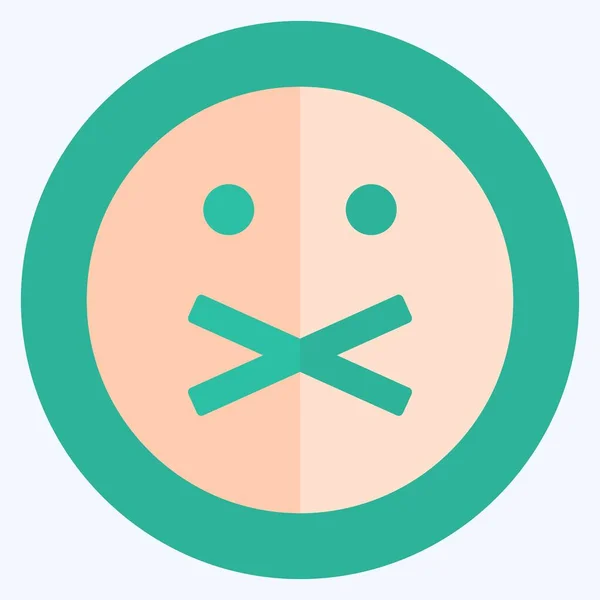 Ikoon Emoticon Mute Geschikt Voor Emoticon Symbool Vlakke Stijl Eenvoudig — Stockvector
