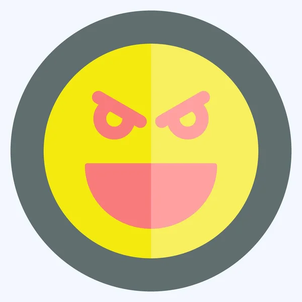 Icon Emoticon Evil Suitable Emoticon Symbol Flat Style Simple Design — Stockvektor