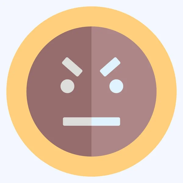 Ikoon Emoticon Boos Geschikt Voor Emoticon Symbool Vlakke Stijl Eenvoudig — Stockvector