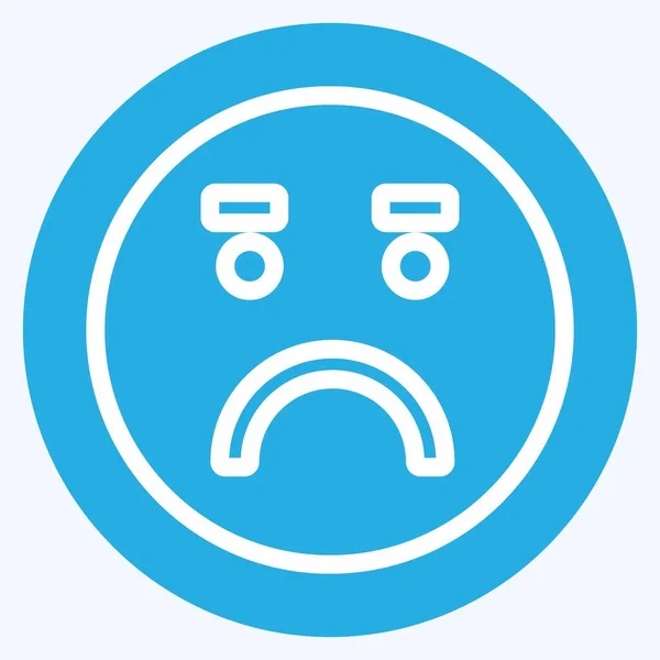 Ikona Emoticon Znepokojen Vhodný Pro Symbol Emotikonu Stylu Modrých Očí — Stockový vektor