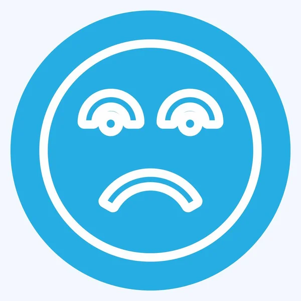 Ícone Emoticon Desapontado Adequado Para Símbolo Emoticon Estilo Olhos Azuis — Vetor de Stock