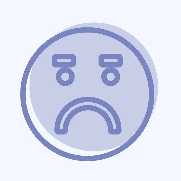 Icon Emoticon Worried Suitable Emoticon Symbol Two Tone Style Simple — Wektor stockowy