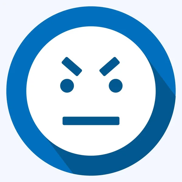 Icon Emoticon Angry Suitable Emoticon Symbol Long Shadow Style Simple — ストックベクタ