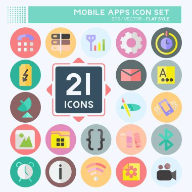 Mobil Uygulamalar Simgesi Ayarları. Web Arayüzü sembolü için uygun. Düz stil. Basit dizayn edilebilir. tasarım şablonu. Basit gösterim