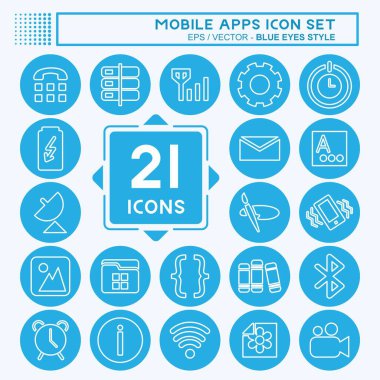 Mobil Uygulamalar Simgesi Ayarları. Web Arayüzü sembolü için uygun. Mavi gözlü. Basit dizayn edilebilir. tasarım şablonu. Basit gösterim