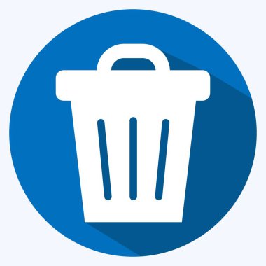 Simge Çöp Kutusu. Topluluk sembolü için uygun. Uzun gölge tarzı. Basit dizayn edilebilir. tasarım şablonu. Basit gösterim