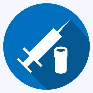 İkon aşısı. Topluluk sembolü için uygun. Uzun gölge tarzı. Basit dizayn edilebilir. tasarım şablonu. Basit gösterim