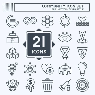 Topluluk Simgesi Ayarlandı. Eğitim sembolü için uygun. Sıra tarzı. Basit dizayn edilebilir. tasarım şablonu. Basit gösterim