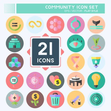 Topluluk Simgesi Ayarlandı. Eğitim sembolü için uygun. Düz stil. Basit dizayn edilebilir. tasarım şablonu