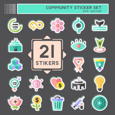 Toplum Etiketi Seti. Eğitim sembolü için uygun. Basit dizayn edilebilir. tasarım şablonu. Basit gösterim