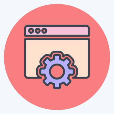 Simge Tarayıcı Ayarları. Kullanıcı Arayüzü sembolü için uygun. renk arkadaşı stili. Basit dizayn edilebilir. tasarım şablonu. Basit gösterim